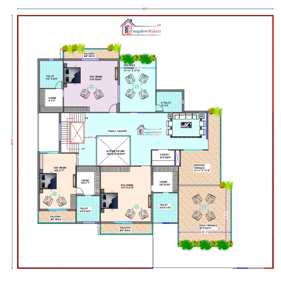 100 X 100 (10000 sqft) house floor plan designs