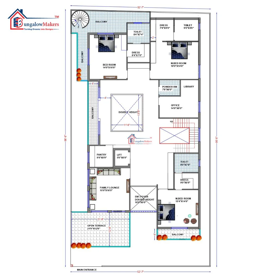 52 X 97 (5044 sqft) House Elevation Designs