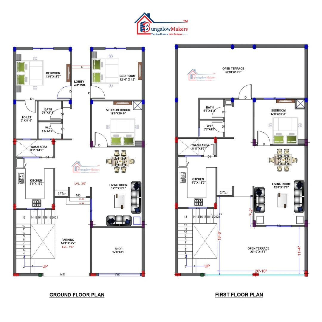 31 X 55 (1705 sqft) house floor plan designs