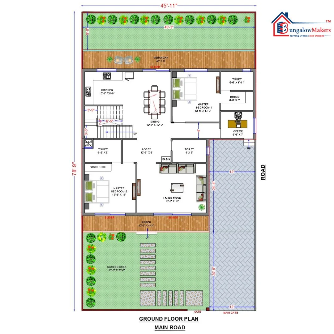 46 X 79 (3634 sqft) house floor plan designs