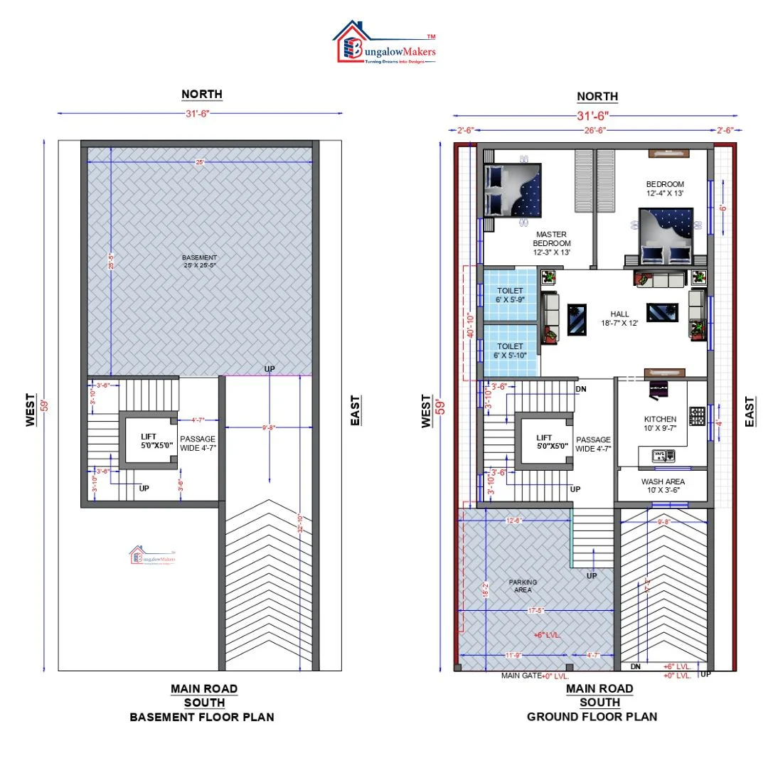 31 X 59 (1829 sqft) house floor plan designs