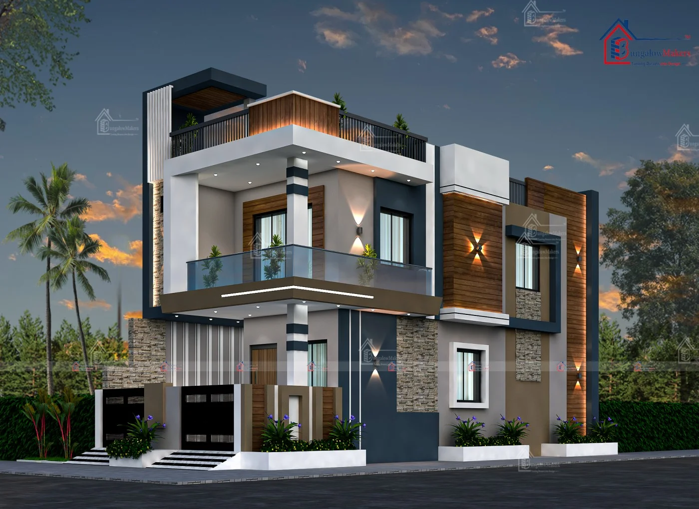 19x50 House Designs - 950 sqft House Elevation Designs