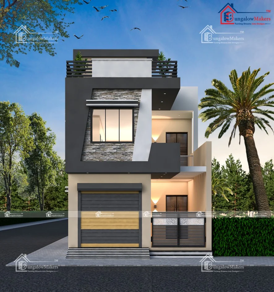 20x60 (1200 sqft) Duplex House Elevation Designs