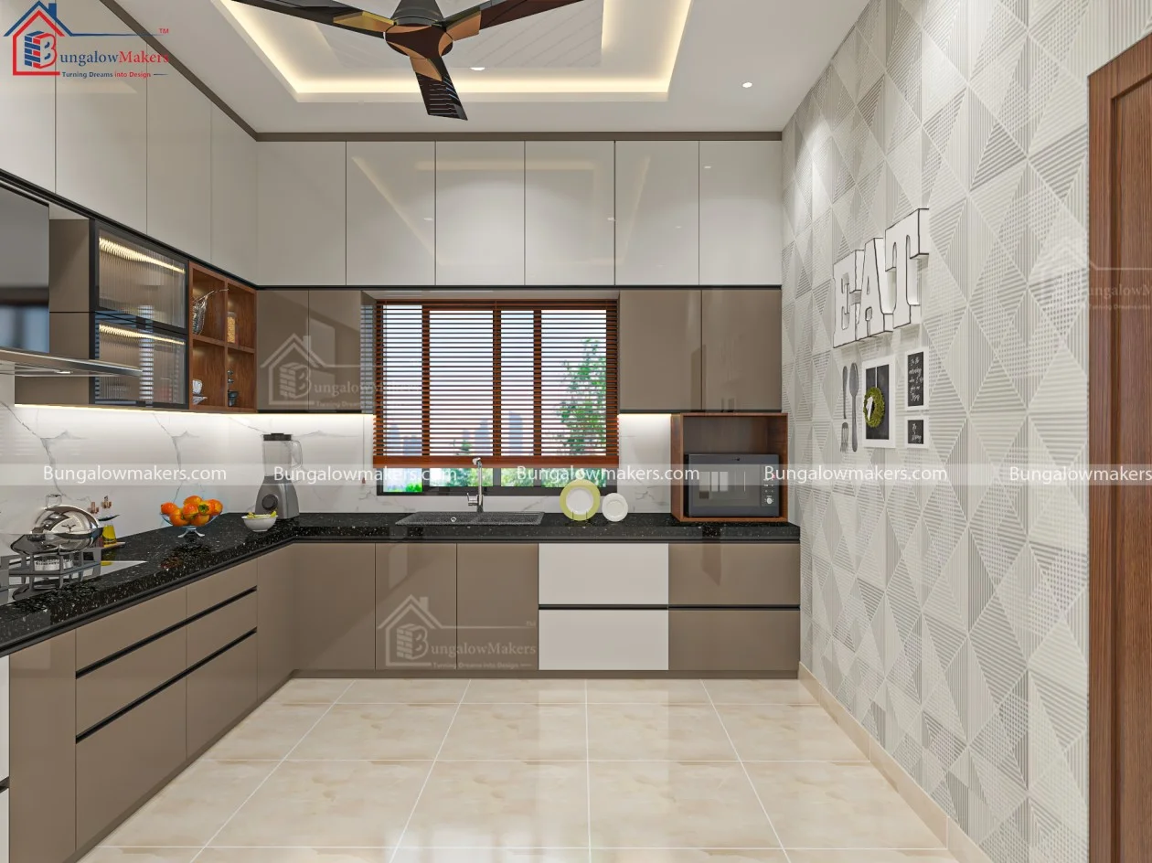 Big Kitchen Design Brown and Beige