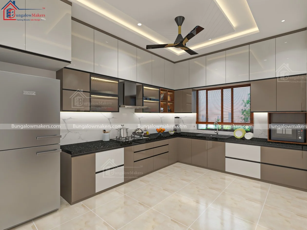 Big Kitchen Design Brown and Beige